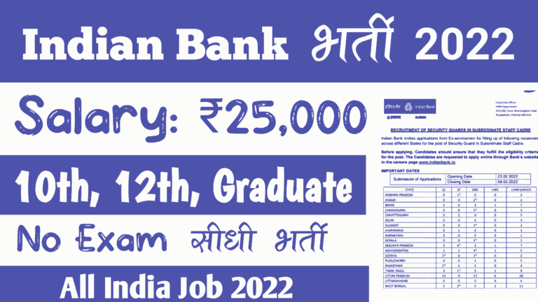 Indian Bank Security Guard Rcruitment 2022