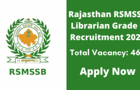 Rajasthan RSMSSB Librarian Grade 3 Recruitment 2022