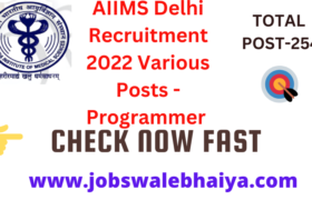 AIIMS Delhi Recruitment 2022 Various Posts - Programmer,Scientist,Security,JAA