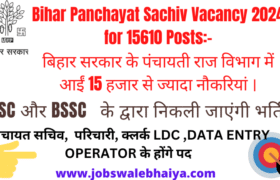 Bihar Panchayat Sachiv Vacancy 2024 for 15610 Posts