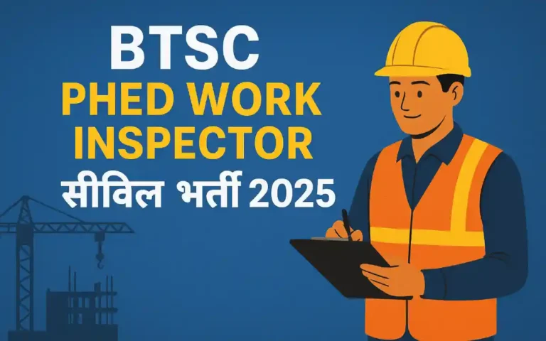 BTSC PHED Work Inspector Civil Vacancy 2025