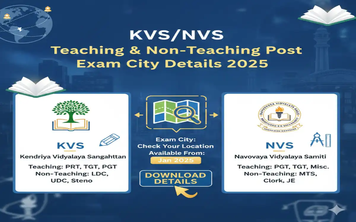 KVS/NVS Teaching & Non-Teaching Post Exam City Details 2025 Admit Card