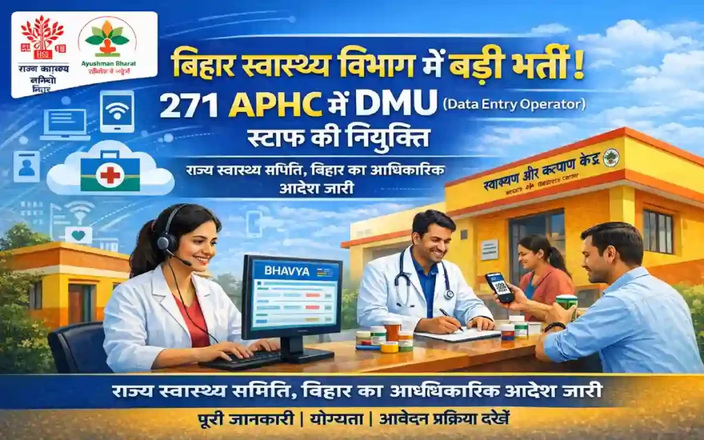 SHSB Bihar DMU Recruitment 2026: Apply for Data Entry Operator (DEO) & Data Management Staff Posts (Outsourced)