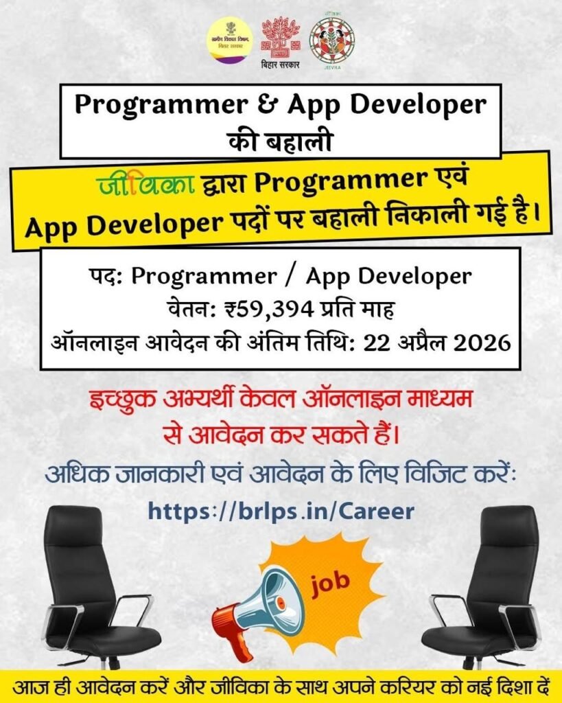 JEEVIKA BRLPS Recruitment 2026: Programmer & App Developer Vacancy
